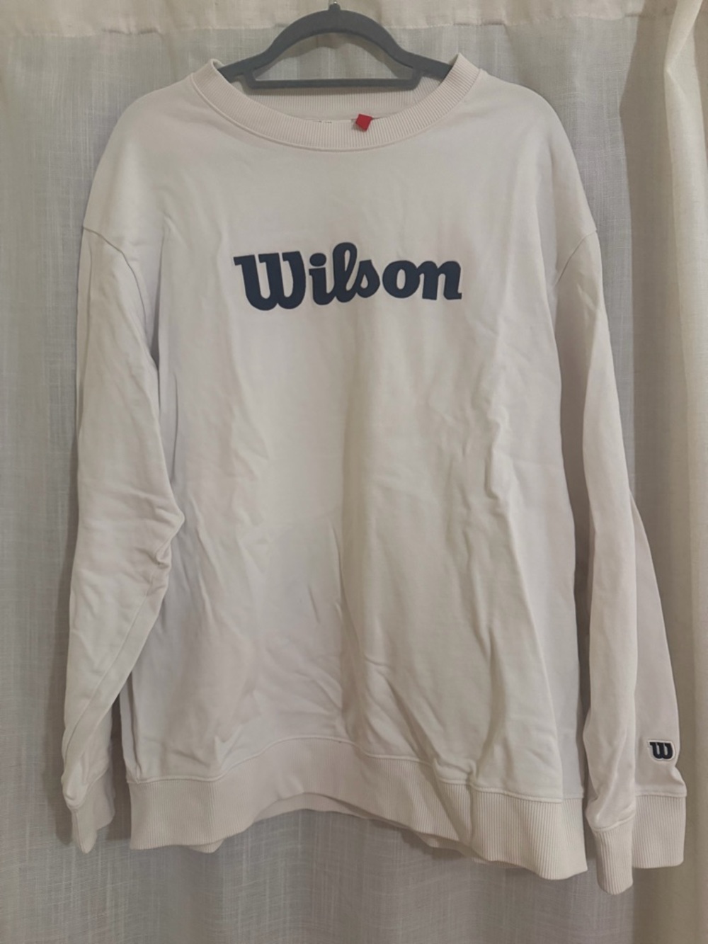 Wilson White Crew Sweatshirt with Navy Script
